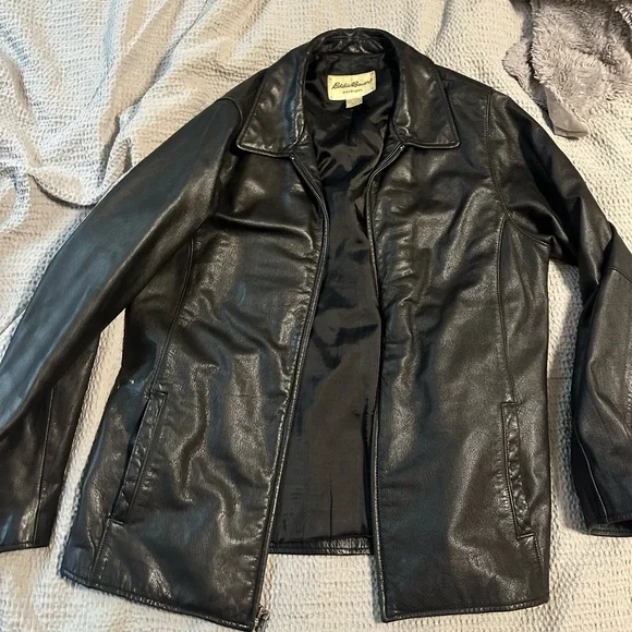 Vintage Genuine Leather Eddie Bauer Black Leather Jacket for Women - Picture 1 of 6